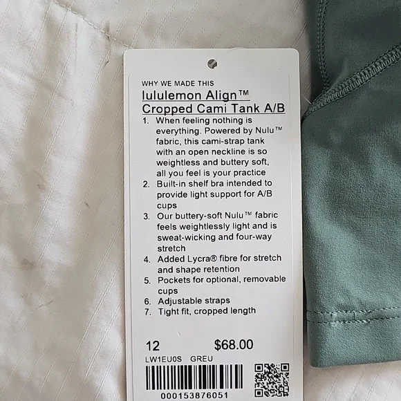 Lululemon Align Green Cropped Cami Tank - Picture 3 of 4